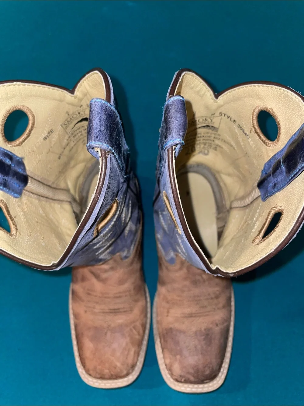 RD Style Kids Two-Tone Brown & Blue Western Boots